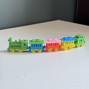 Vintage Plastic Train Birthday Cake Candle Holder Cake Topper